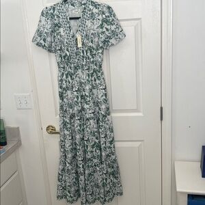Botanical Floral Sage Green and White Maxi Dress Nordstrom